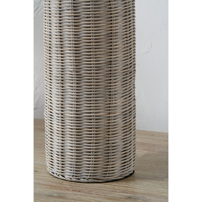 Anika Rattan Table Lamp, Grey/Grey Wash