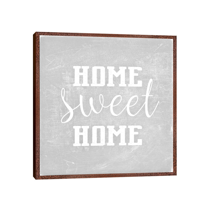 Home Sweet Home Light Grey by Monika Strigel - Print on Canvas, Classic Brown Wood Framed, 93.98cm H x 93.98cm W x 3.81cm D