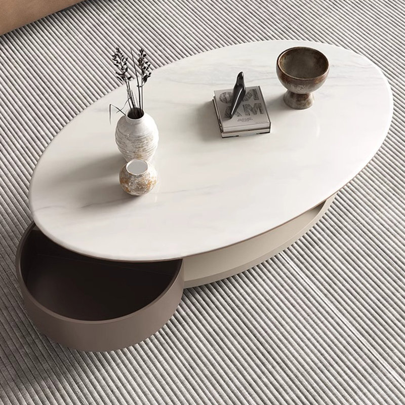 Oval Rockboard Coffee Table, 14.2" H x 51.2" L x 31.5" W