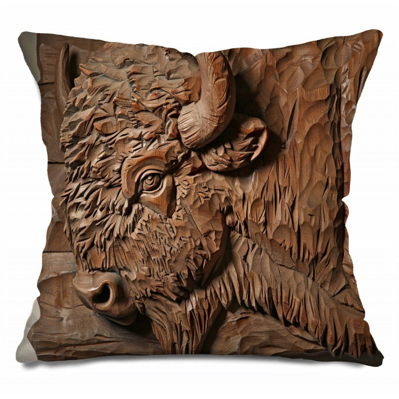Coussin Trendy, Brun / noir, H 16 po x l 16 po