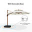 13' x 13' Round Wood Pattern Cantilever Umbrella With Wheeled Base,Cream-54432249