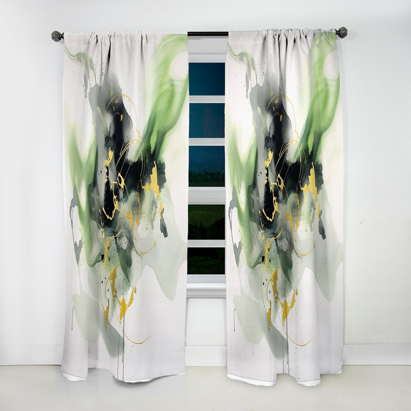 Vert et noir Splash - rideau en velours moderne - obscurcissant - 1 panneau, L 52 po x L 108 po