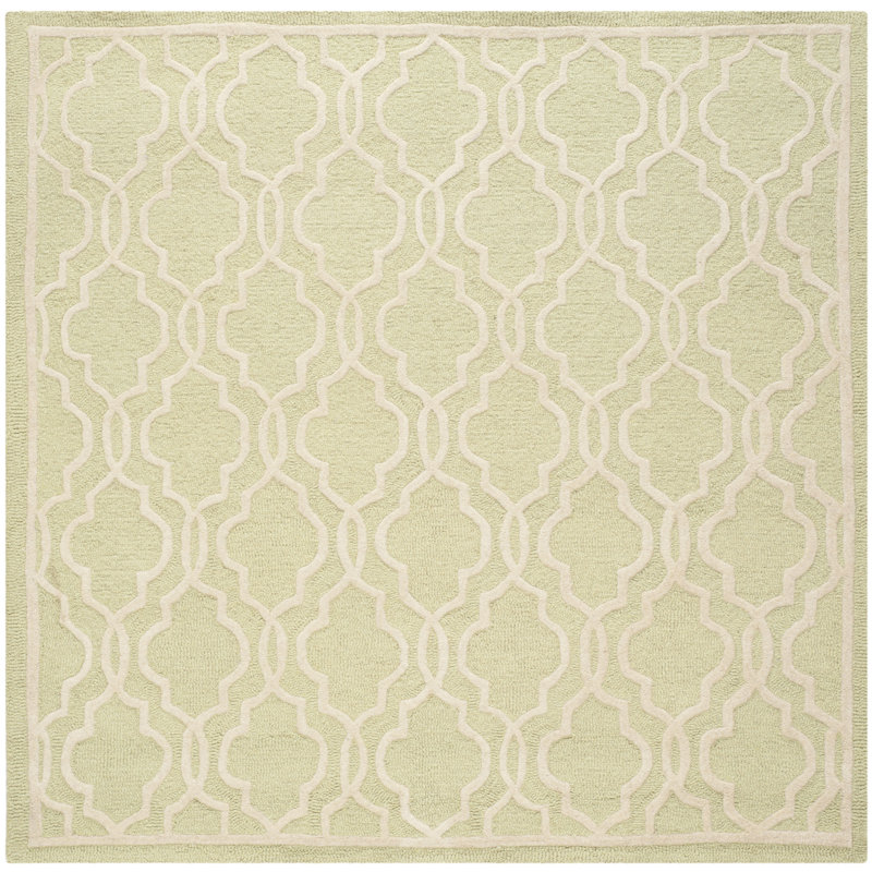 Cannen Hand Tufted Wool Geometric Rug, Square 6'