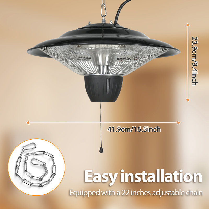 Chauffe-terrasse électrique infrarouge 1500W avec chaîne réglable