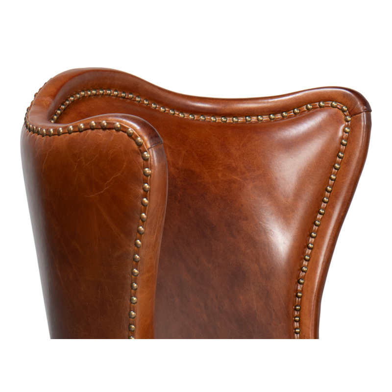 Drake Armchair, Dark Brown Genuine Leather