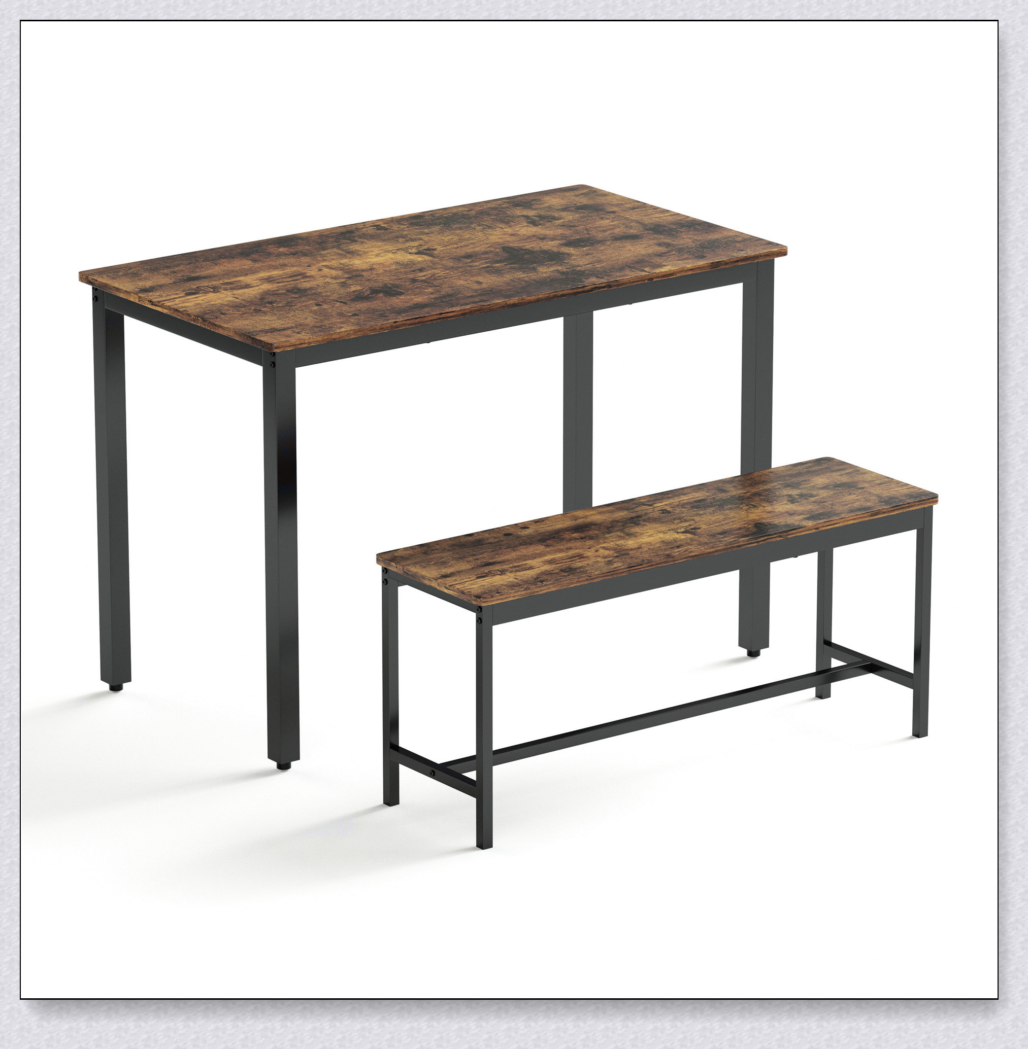 17 Stories Dining Table Set, Bar Table with 2 Dining Benches, Kitchen ...