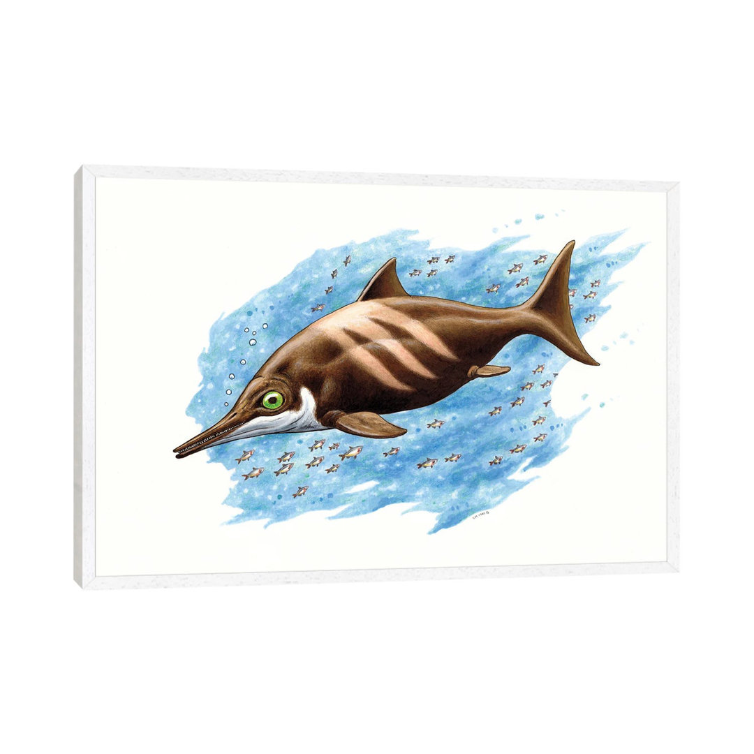 Ichthyosaurus auf weißem Hintergrund von Esther Van Hulsen - Galerie-verpackte Leinwand Giclée