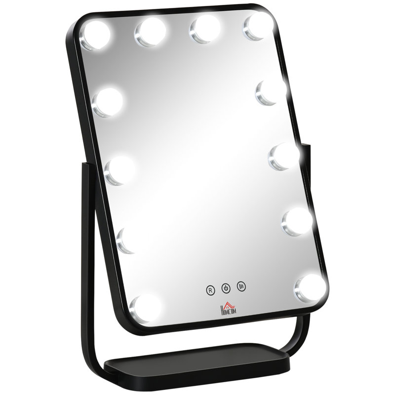 Flat Freestanding Makeup / Shaving Mirror, Black