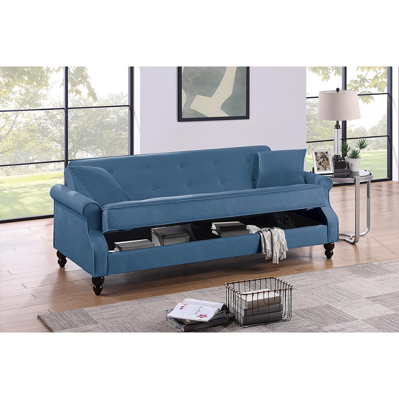 Brooklington Upholstered 87'' Sleeper Sofa, Blue Velvet