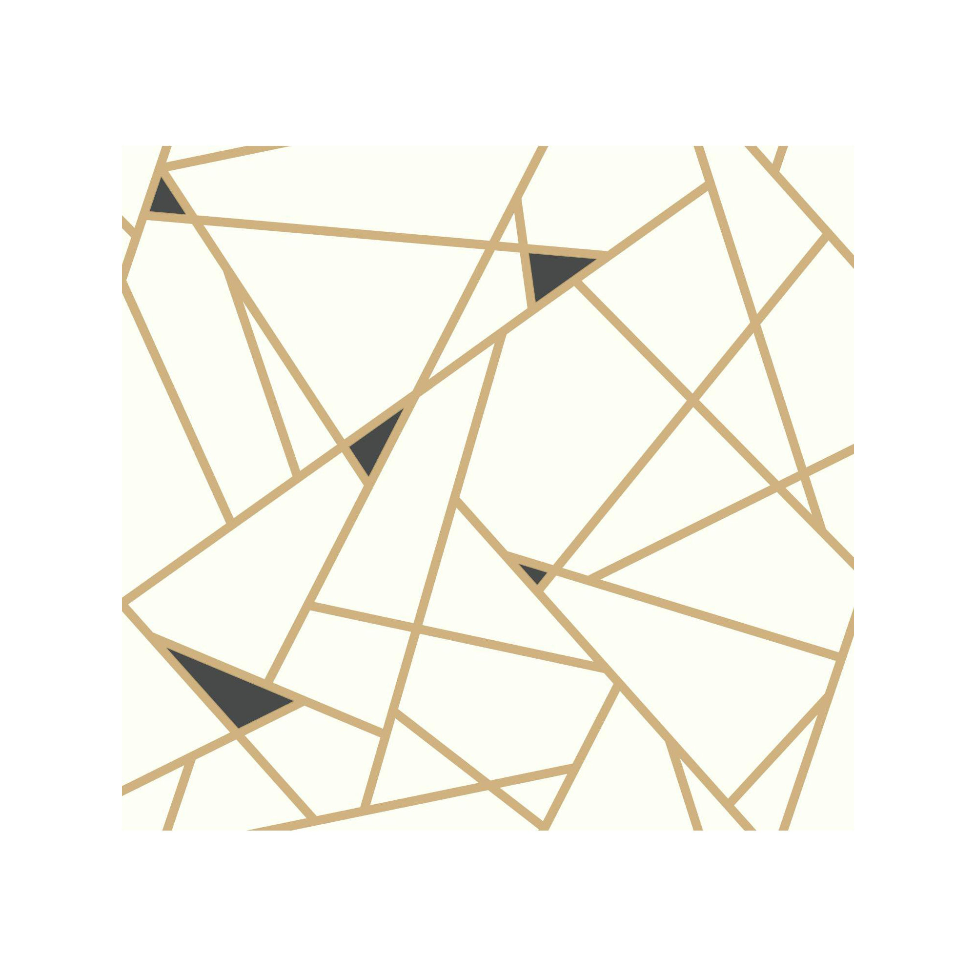 Risky Business II Modern Geometric Wallpaper, Metallic Gold/Black/White