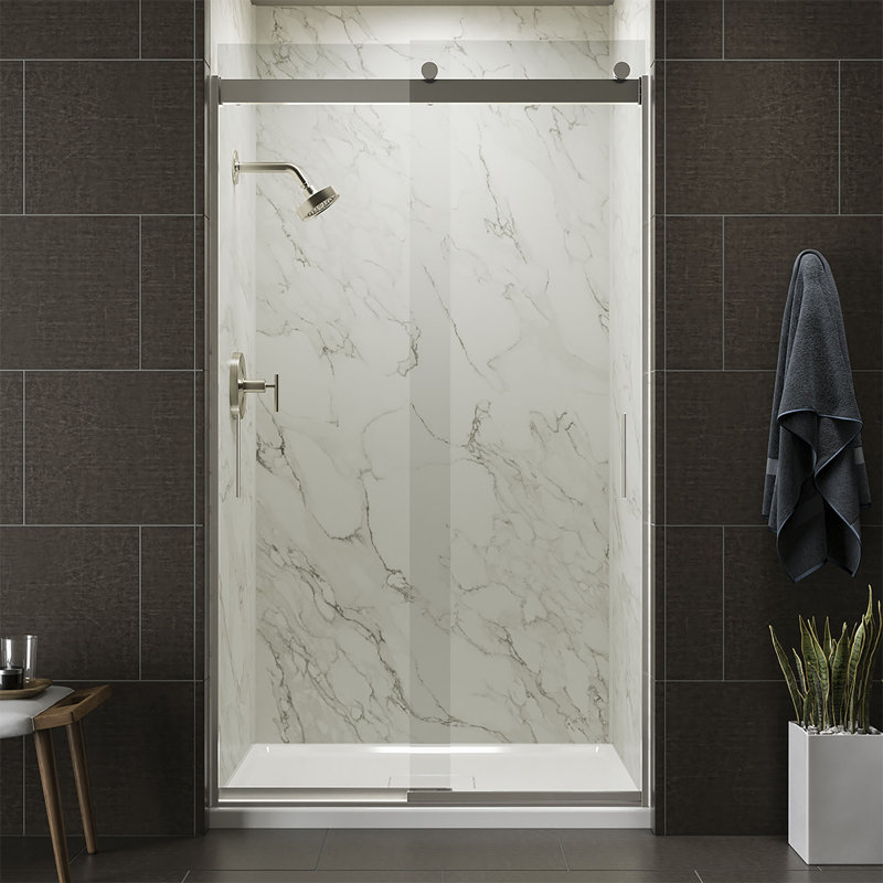 Porte de douche coulissante Levity, Nickel brossé