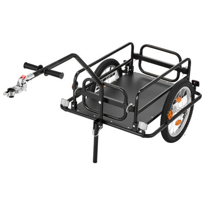 Remorque cargo pour vélo d'une capacité de 40 kg, chariot 2 en 1 et remorque pliante pour vélo, chariot durable avec roues de 40 cm, réflecteurs, cadre en acier robuste, conception pliable compacte, compatible avec les roues de vélo de 56 à 71 cm