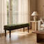 Banc de bout de lit à fin de lit à motif vert rétro, banc de chambre en bois massif avec garniture cloutée dorée