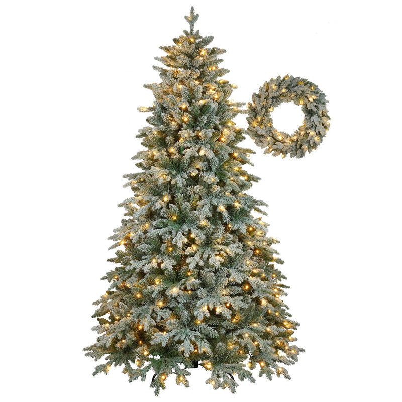 Ensemble de 2 arbres de Noël artificiels éclairés 7 pi avec 