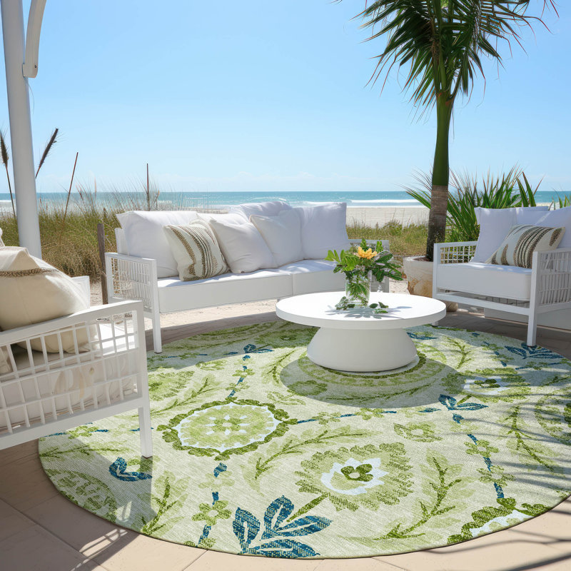 Mahaney Floral Indoor Rug, Round 8'