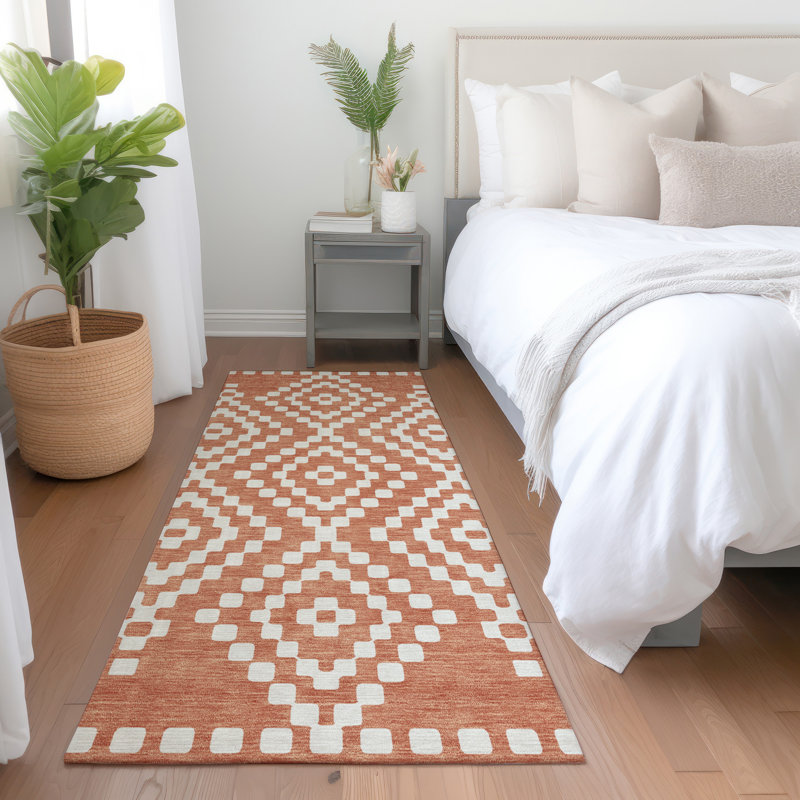 Tapis saumon Prisco lavable à la machine de qualité supérieure, Tapis de couloir 2 pi 3 po x 7 pi 6 po