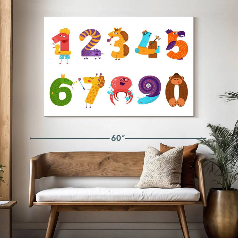 Ashelle, typographie des nombres d'animaux, H 34 po x l 51 po