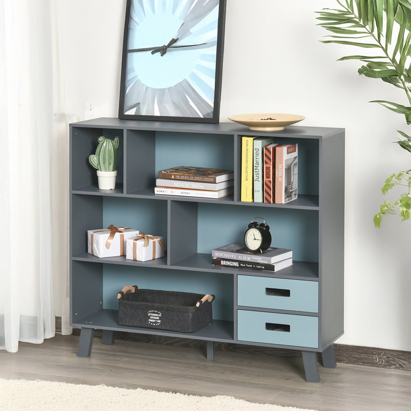 3-Tier Bookcase With Open Shelves, Blue