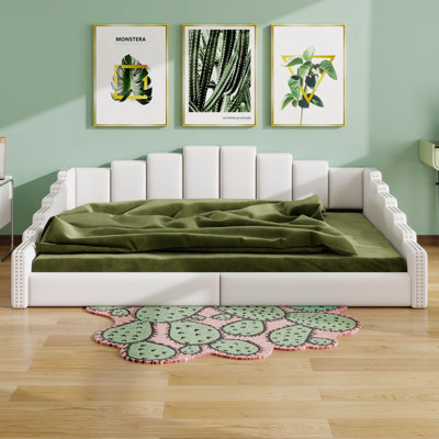 Wood Daybed with Nailhead Trim, Velvet Upholstered Sofa Bed
