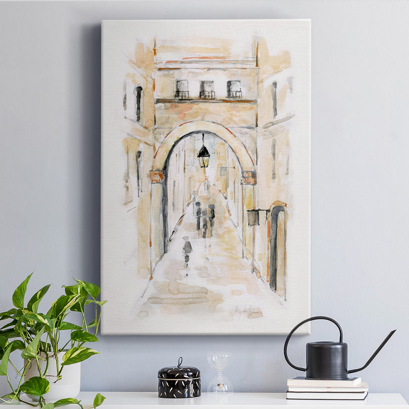 Venice Market Day I - Toile tendue avec châssis de qualité supérieure - prête à être accrochée, H 12 po x l 8 po x P 1 po