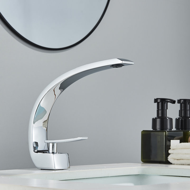 Bathroom Sink Faucet,Unique Design Single Handle Single Hole Brass Lavatory Vanity Faucet,Basin Mixer Tap with Supply Hose 