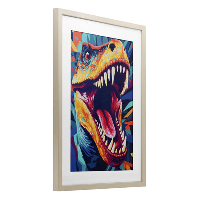 Reproduction sous verre Pop Style Raptor Dino encadrée par Creative Studio