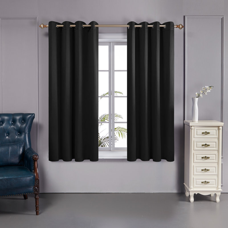 Harjot Room Darkening Curtain Pair, 52" W x 63" L, Black