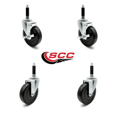 Ensemble de roulettes extensibles en caoutchouc dur de 5 po et 3/4 po à 2 freins SCC