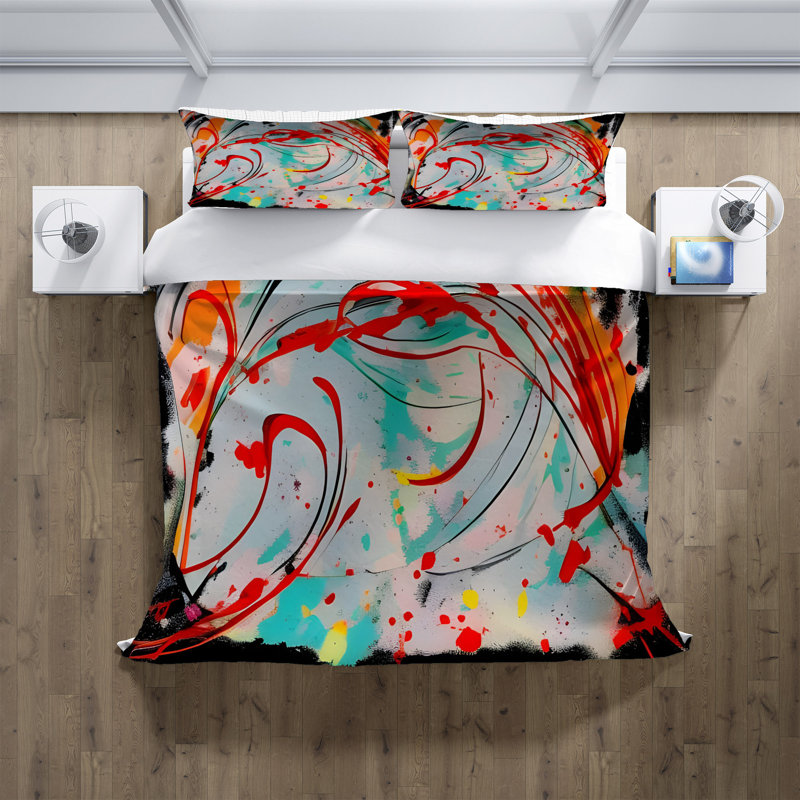 Polyester Abstract Duvet Cover, King Duvet Cover + 2 King Shams