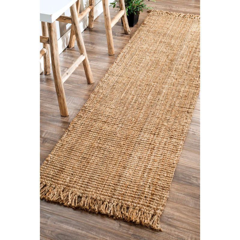 Solid Colour Jute / Sisal Hand Woven Area Rug, Runner 76 x 305cm