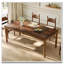 Table de salle à manger rectangulaire traditionnelle avec plateau en bois et pieds tournés-1777546100