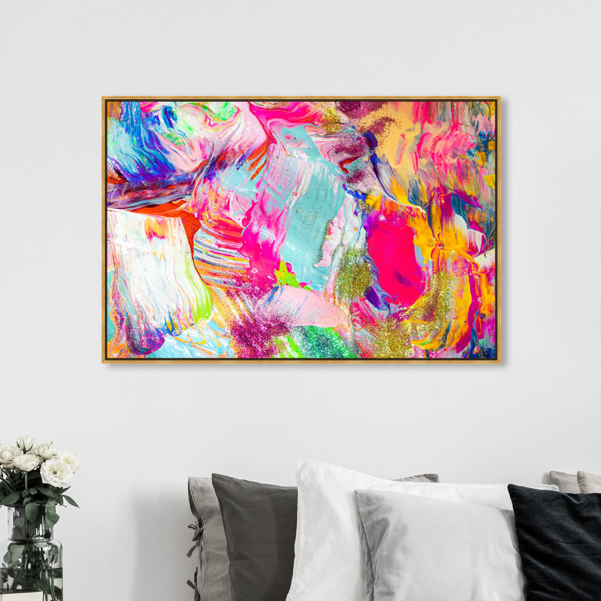 Abstract Bright Neon Love, Modern & Contemporary Pink 
