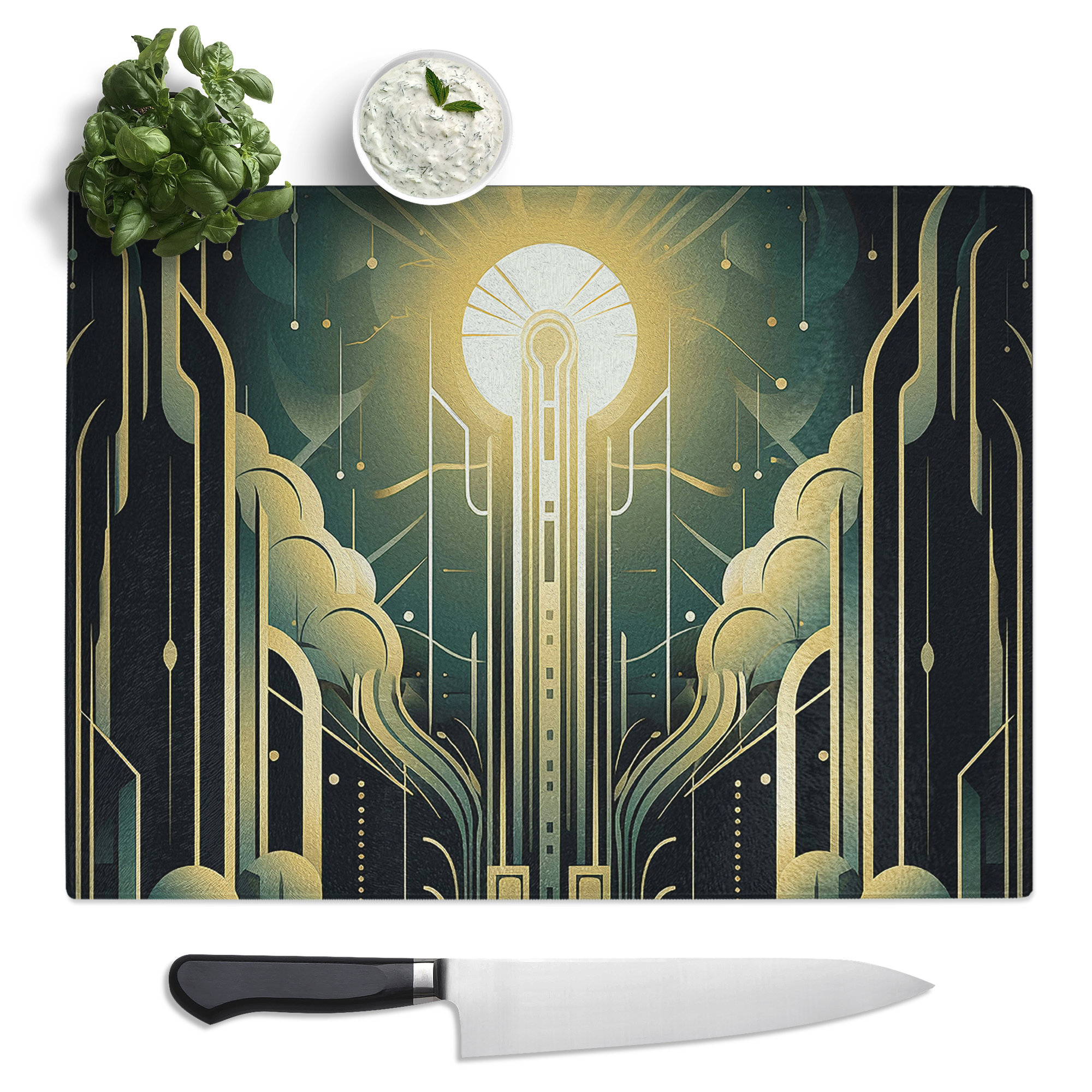 Metro Lane Stream Art Deco Glass Chopping Board | Wayfair.co.uk
