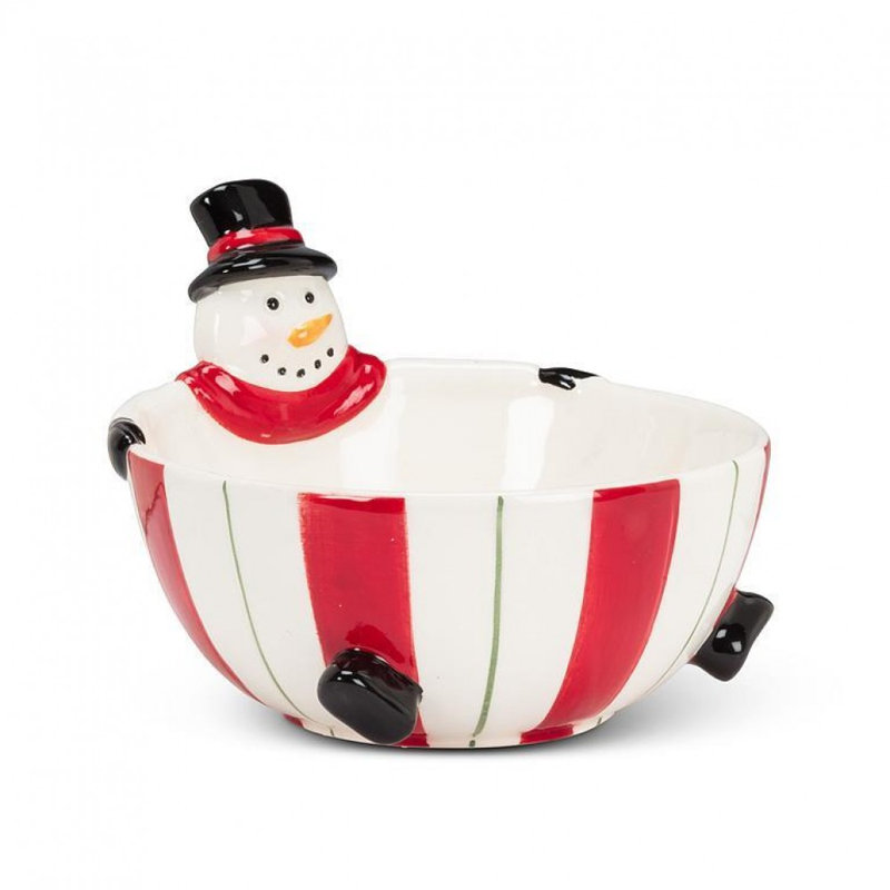 Petit bol à rayures bonhomme de neige