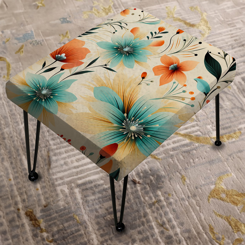 Retro Revival Of Vintage Flowers Expression - Repose-pieds rectangulaire botanique