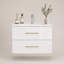 Ensemble de meuble-lavabo mural simple flottant 30 po avec tiroirs à fermeture en douceur et lavabo en céramique intégré, blanc
