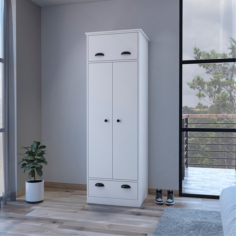 Armoire Dumas, chambre à coucher, blanc, Blanc