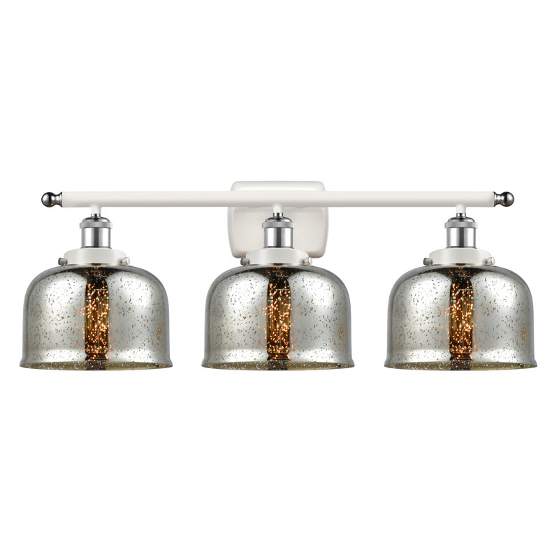 Éclairage pour salle de bain à 3 lumières 28 po Ballston Urban Bell, DEL, Plaqué couleur fumée, Blanc et chrome poli