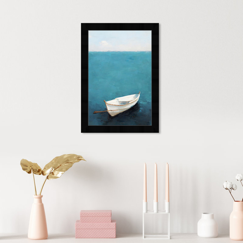 Côte perdue - Peinture sur papier encadrée, Noir, H 17 po x l 12 po