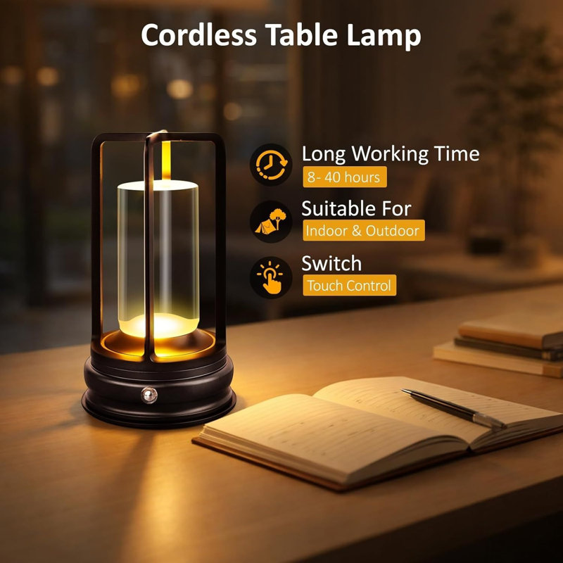 2-pack Rechargeable Cordless Led Table Lamps With Touch Control