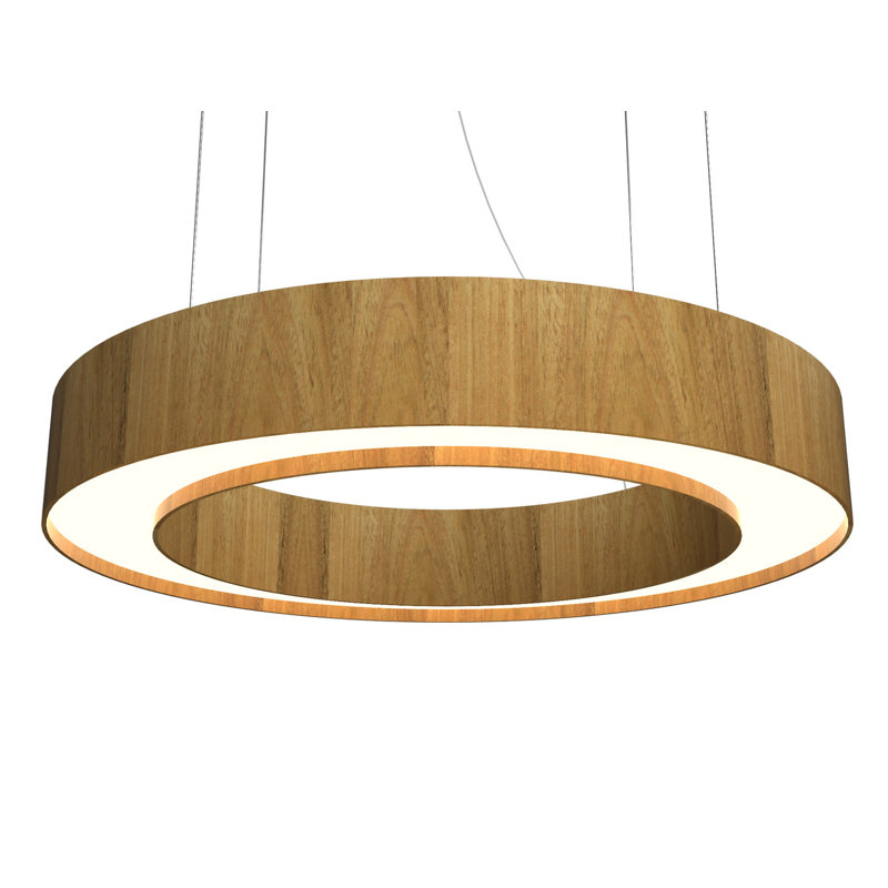 1 - Light LED Pendant, 5.27" H x 23.4" W x 23.4" D, Louro Freijó