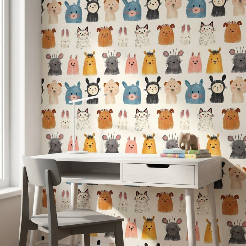 Papier peint animal fantaisiste amovible