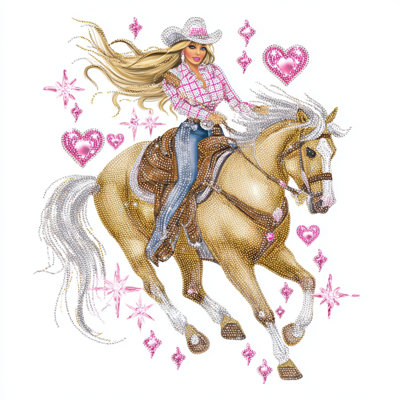 Cowgirl Hearts Four Wrapped Canvas Wall Art