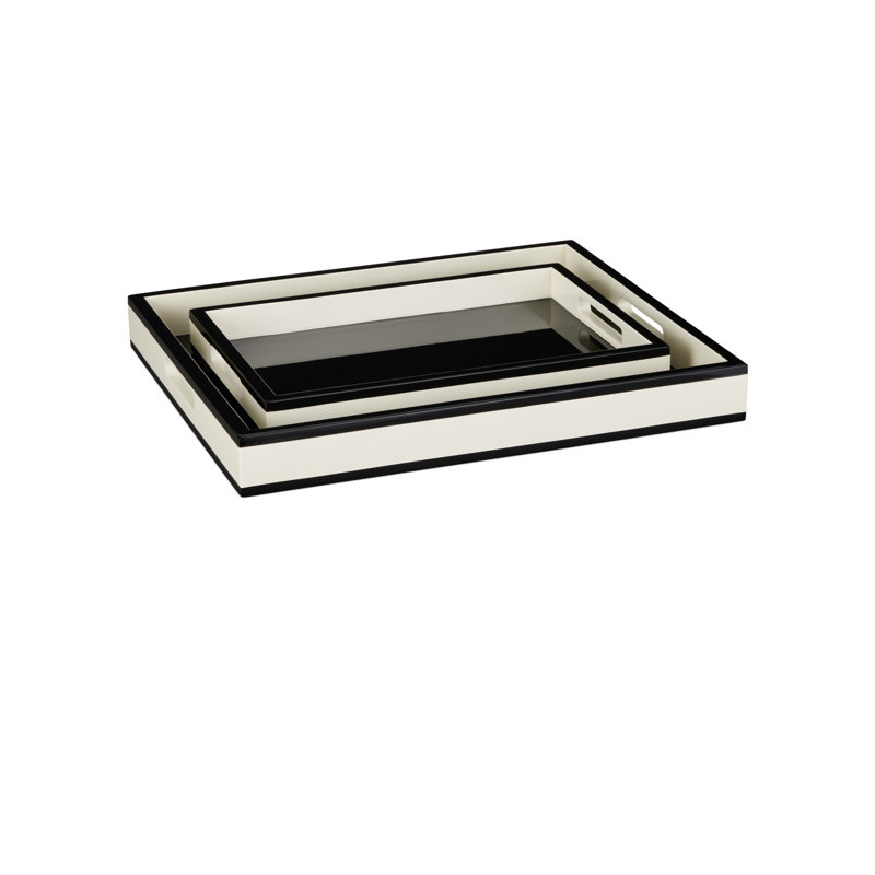 Lacquer Wood Decorative Tray, Ivory