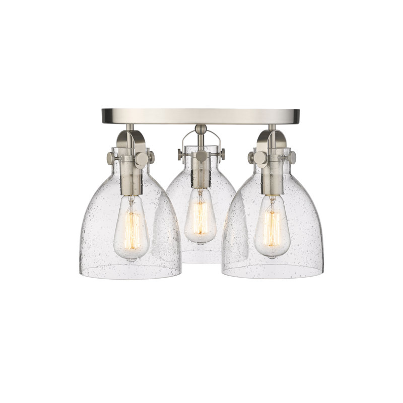 Smeltertown Glass Flush Mount, Seedy, Satin Nickel
