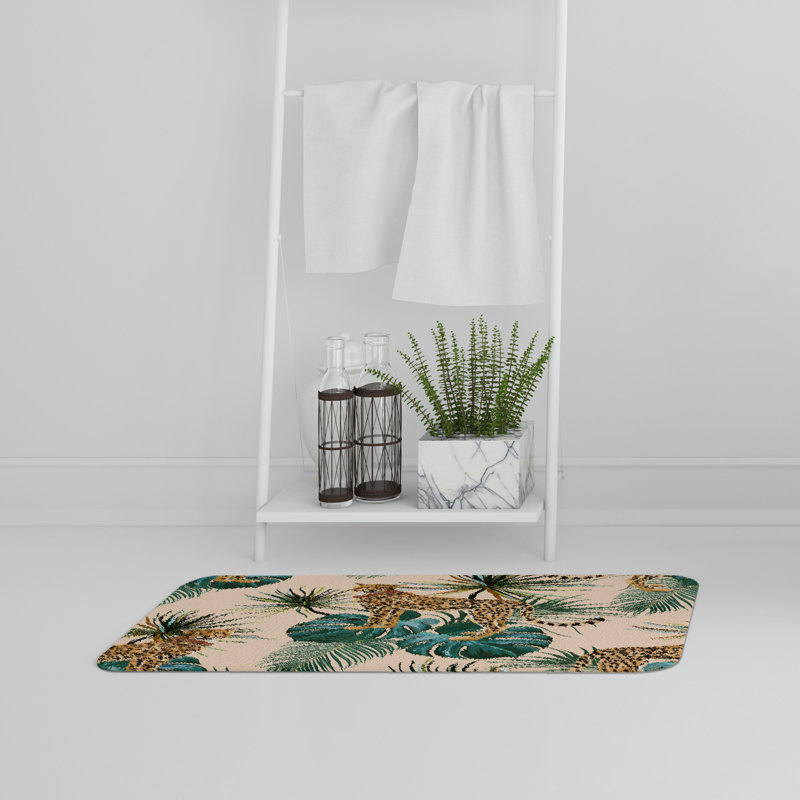 Akhalak Memory Foam Non-Slip Bath Rug, Cheetah Jungle Majesty