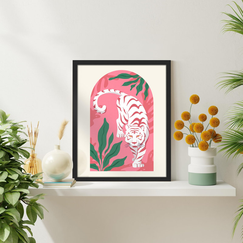 «Stalking Tiger In The Jungle» sur papier, H 10 po x l 8 po, Noir