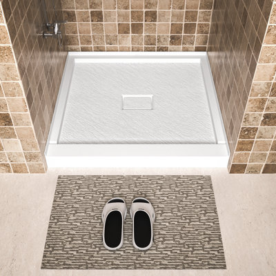 36"W x 36"D Solid Surface Single Threshold Shower Base with Center Drain and Cover Included