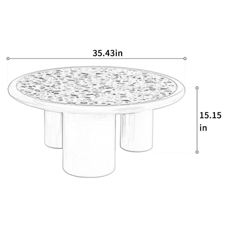Table basse minimaliste avec plateau en terrazzo, H 15,15 po x L 35,43 po x l 35,43 po