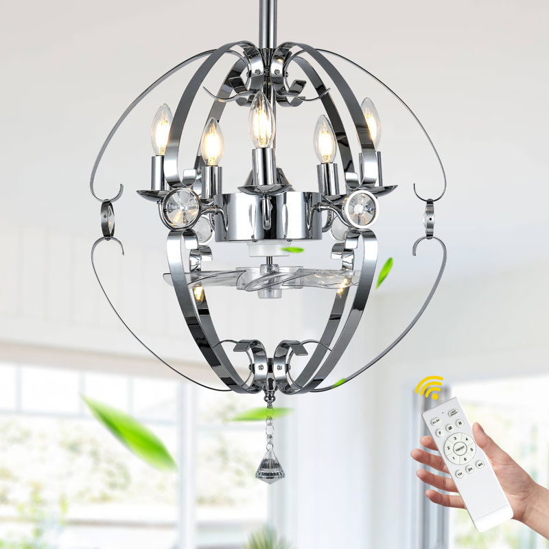 Lampe sur pied avec cadre en métal chromé 20 "avec détails en cristal